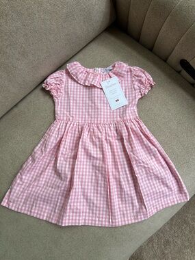 Patachou Pink Gingham Ruffle Collar Kids Girl Casual Dress 3Y